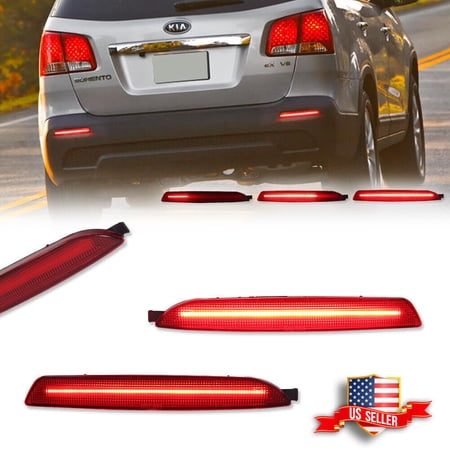 GTINTHEBOX Red LED Rear Bumper Reflector Tail Signal Brake Lights For 2011-2013 Kia Sorento