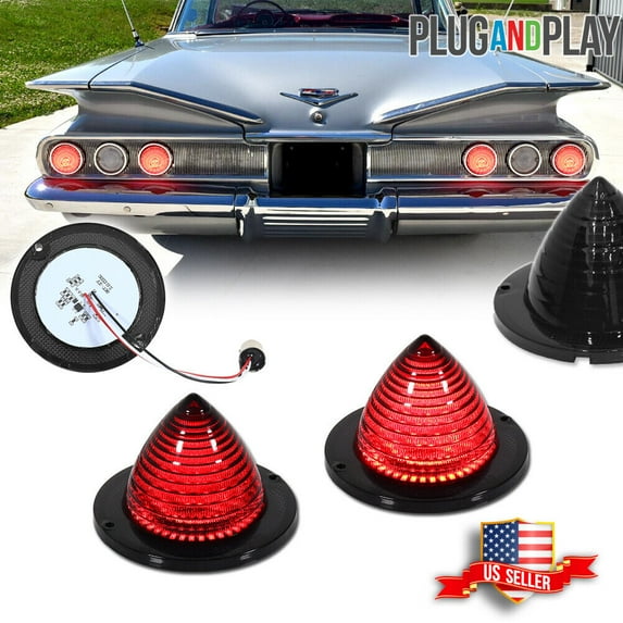 GTINTHEBOX Smoke Rear Red LED Tail Brake Lights 1960-1961 Impala Bel Air Biscayne El Camino