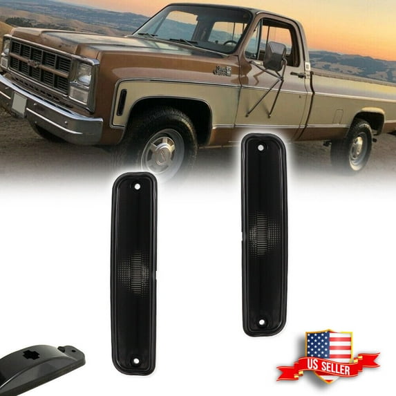 GTINTHEBOX Smoked Front Side Marker Lights For 1973-1980 GMC Chevy Pickup Blazer Suburban Jimmy