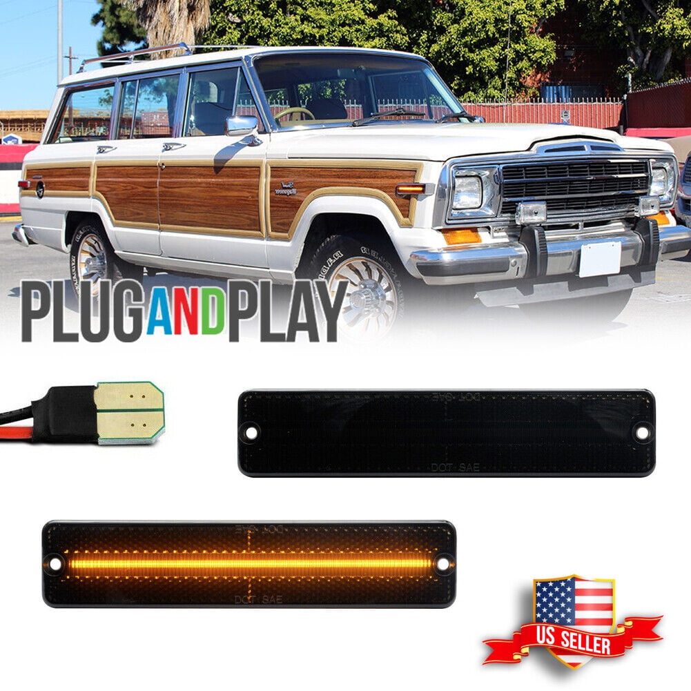 GTINTHEBOX Smoked LED Front Side Marker Lights for Jeep CJ5 CJ6 CJ7 CJ8