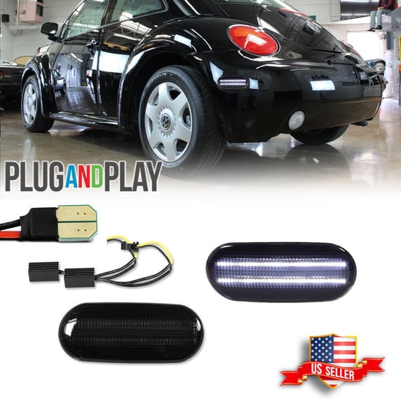 GTINTHEBOX Smoked White LED Rear Side Marker Parking Corner Signal Lights For 1998-2005 Beetle