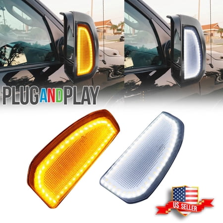 GTINTHEBOX Switchback Clear LED Side Towing Mirror Signal Light For 2007-2021 Toyota Tundra