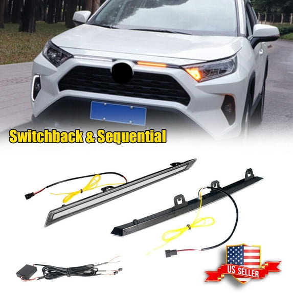 GTINTHEBOX Switchback Front Engine Bay Hood LED DRL Turn Signal Lamps for 2019-2021 Toyota RAV4