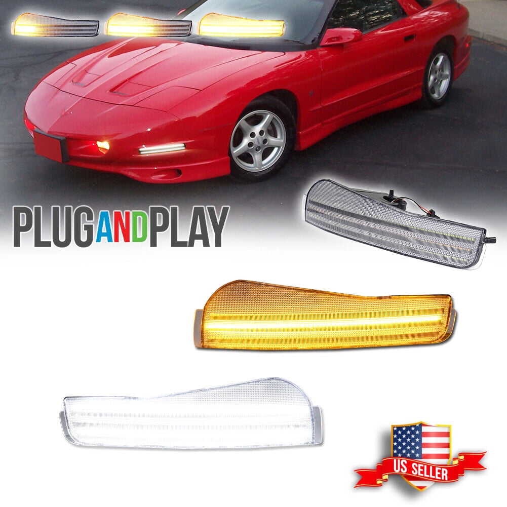 GTINTHEBOX Switchback LED Clear Front DRL Signal Lights For 19931997