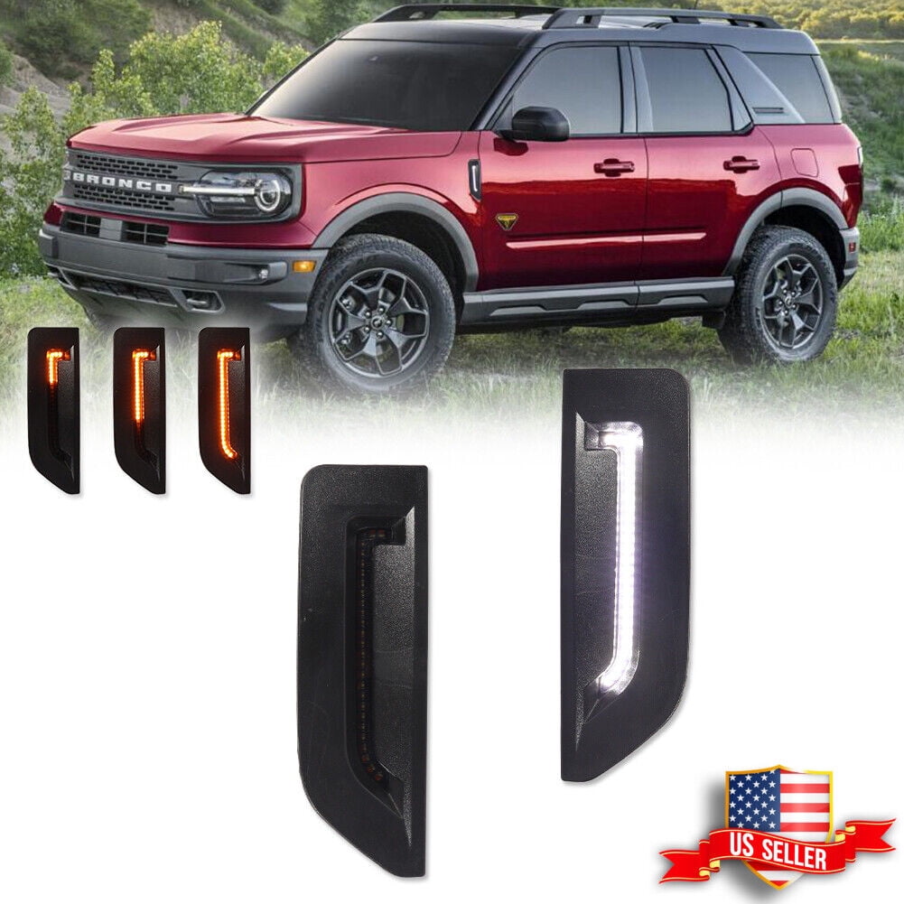 GTINTHEBOX Switchback Sequential Signal LED Side Marker Lights For 2021-2024 Ford Bronco Sport