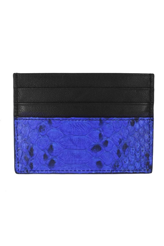 Python Leather Handmade License Credit Card Holder Blue A101