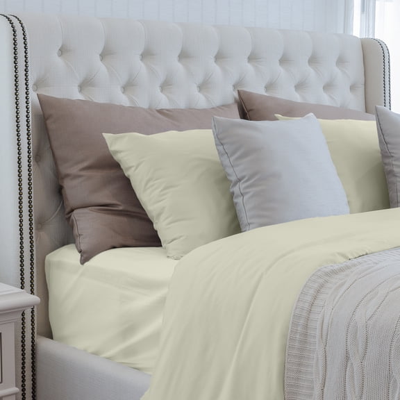 GTNSHUAI Luxury Silky Soft 100% Tencel Lyocell Bed Sheets Set, Derived from Eucalyptus 4-Piece Sheet Set, Queen, Cream