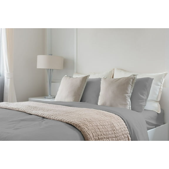 GTNSHUAI Luxury Silky Soft 100% Tencel Lyocell Bed Sheets Set, Derived from Eucalyptus 4-Piece Sheet Set, Queen, Gray