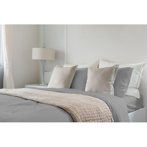 GTNSHUAI Luxury Silky Soft 100% Tencel Lyocell Bed Sheets Set, Derived from Eucalyptus 4-Piece Sheet Set, Queen, Gray