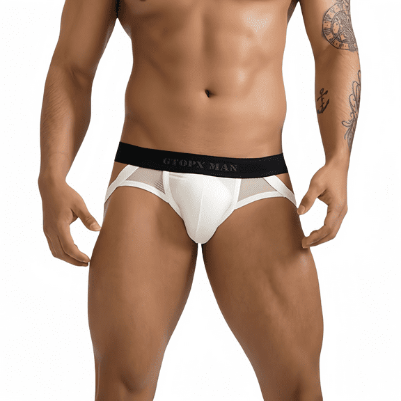 GTOPX MAN Men Underwear Breathable Jockstraps, Black and White, 2-Pack, Size L