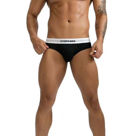 GTOPXMAN Men's Underwear Low Rise Briefs, 3-Pack, Size XXL, Black