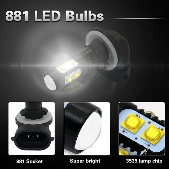 GTP Pair 881 6000K Xenon White LED CREE 2323 SMD Fog Light Driving Lamp DRL Bulbs