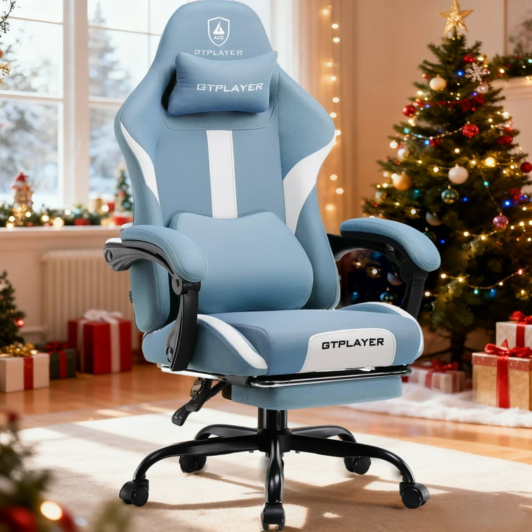 GTPLAYER Ace ProMotion Fabric Gaming Chair with Footrest, Blue GTPLAYER Ace ProMotion Fabric Gaming Chair with Footrest, Blue