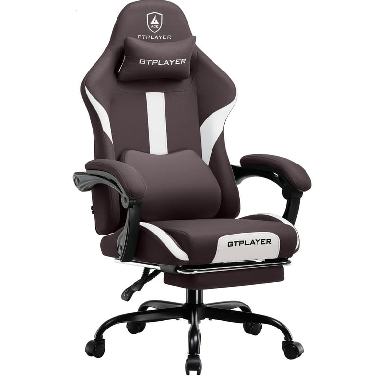 GTPLAYER Ace ProMotion Fabric Gaming Chair with Footrest, Brown