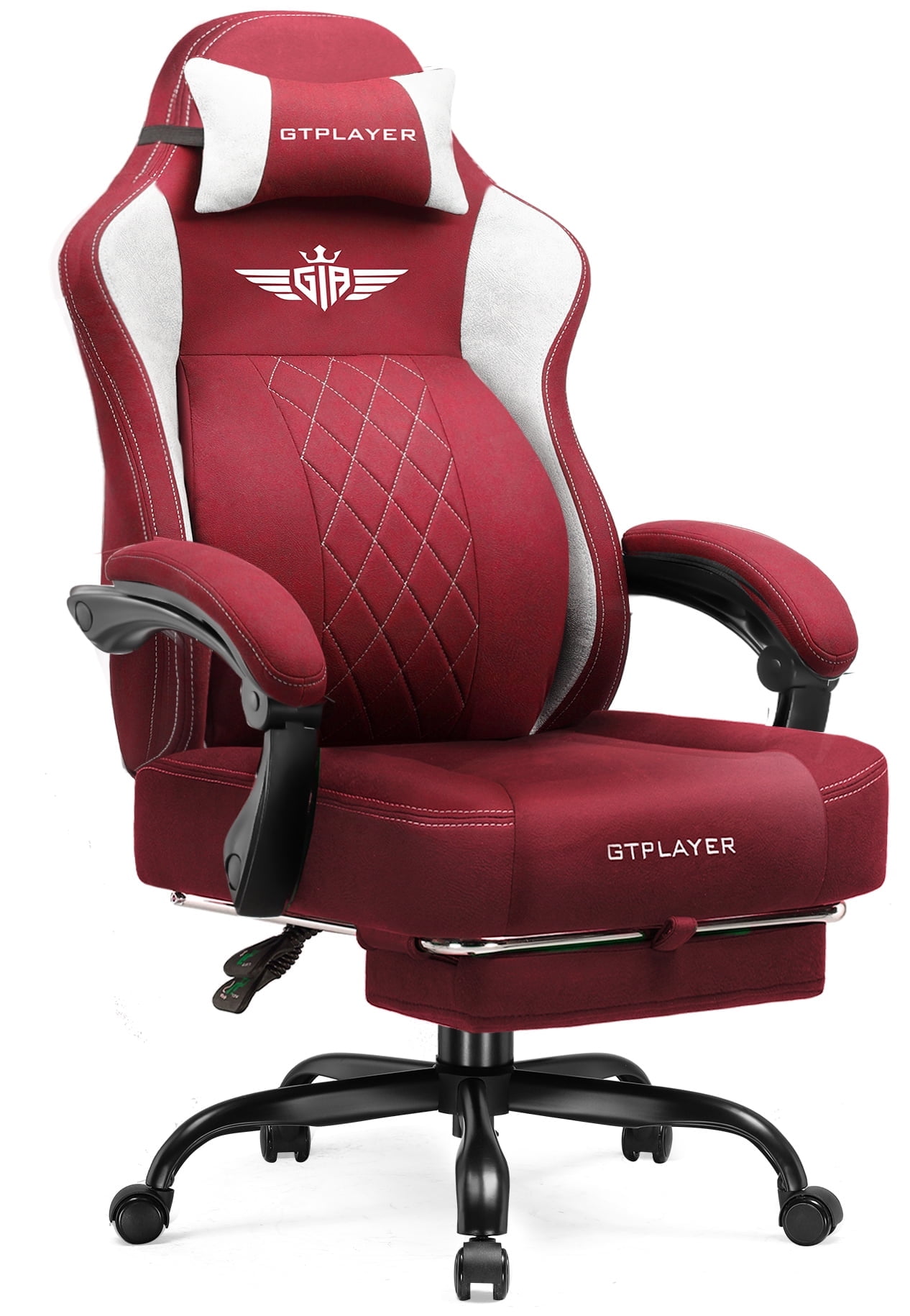 GTPLAYER Big and Tall Ergonomic High Back Breathable Fabric Gaming Computer Chair with Strong Lumbar Support and Footrest, Red