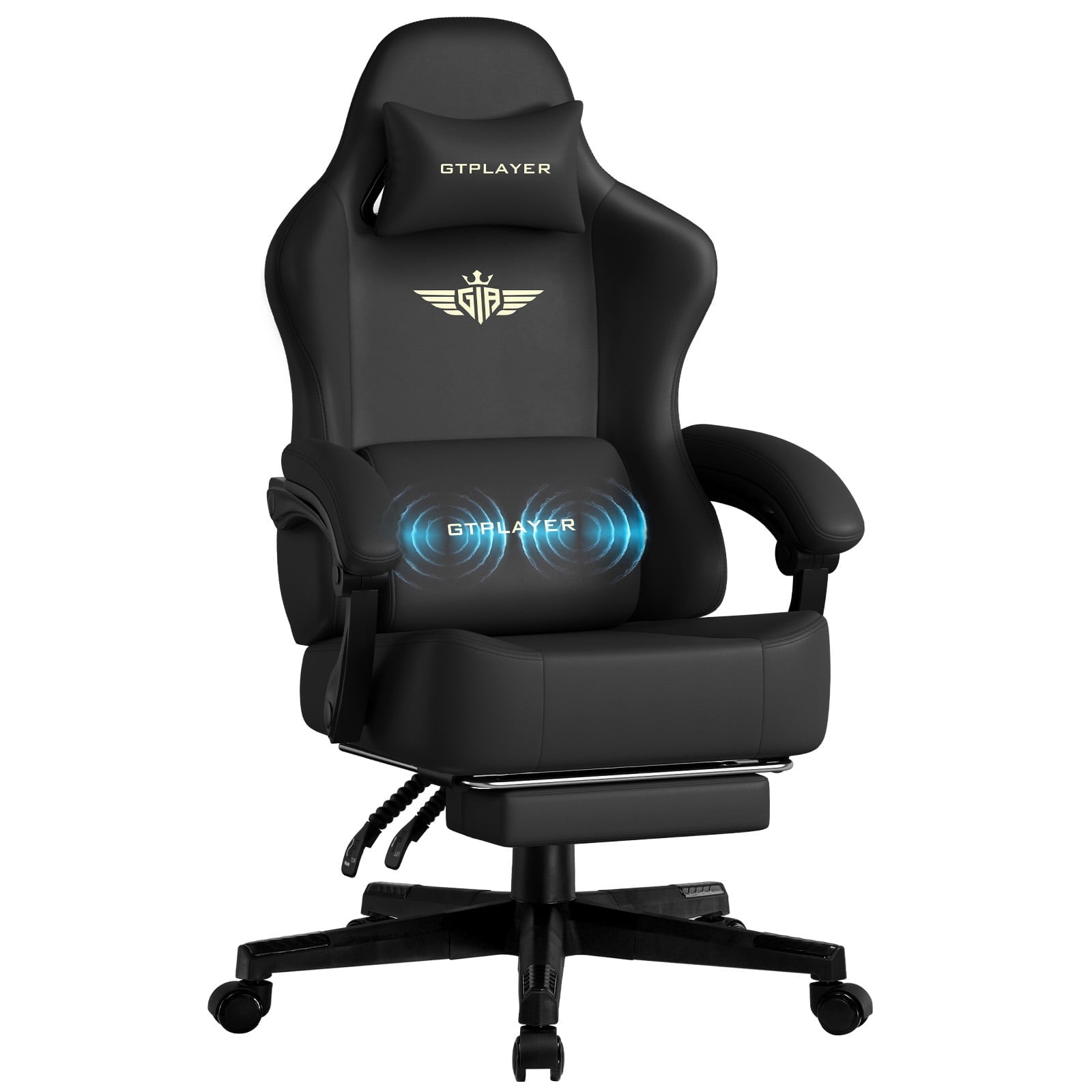 GTPLAYER Big & Tall Swivel Gaming Office Chair with Massage, Black