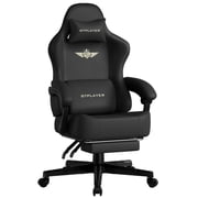 GTPLAYER Big & Tall Swivel Gaming Office Chair with Pocket Spring Cushion and Footrest, Black