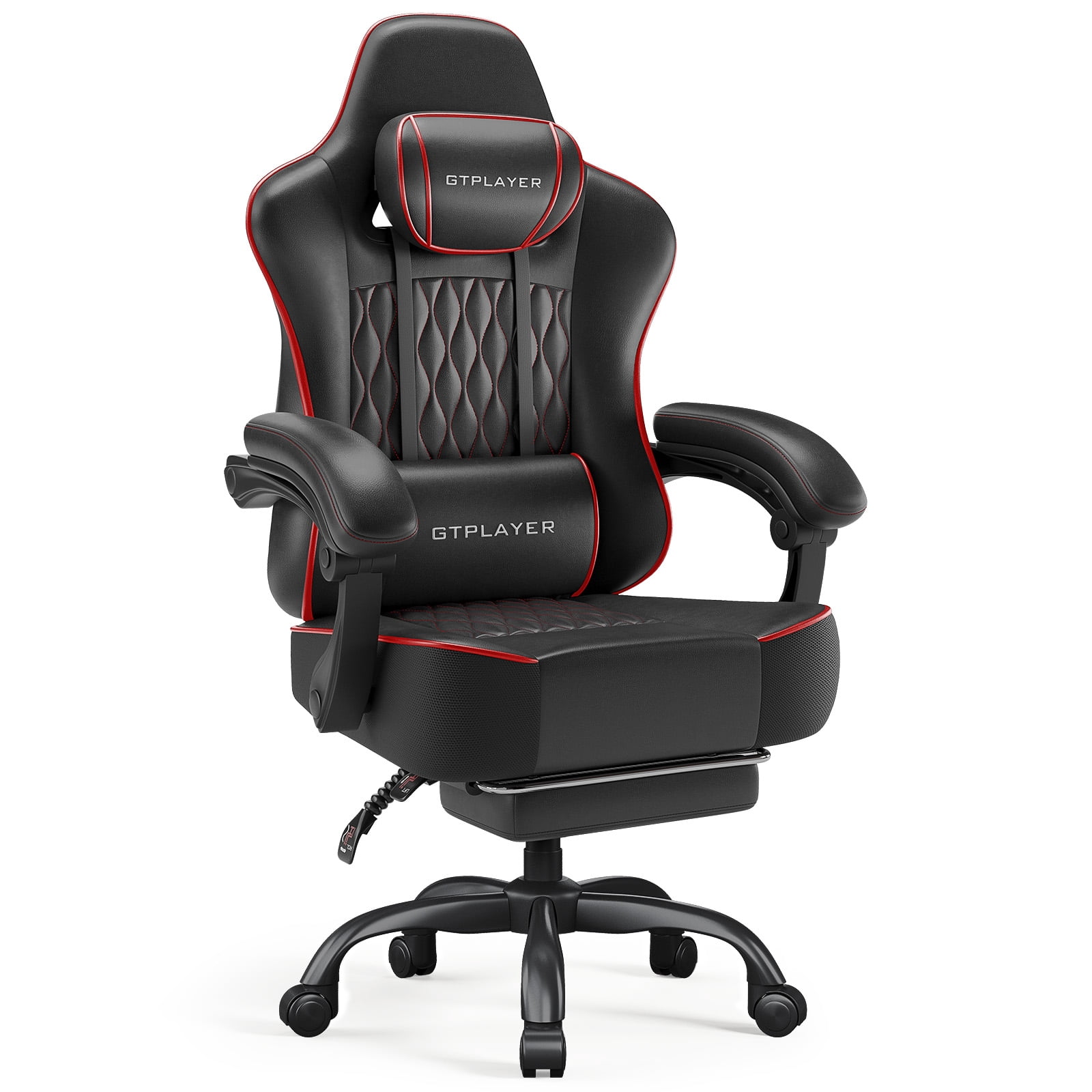 GTPLAYER Ergonomic Gaming Chair with Footrest and Lumbar Support, BlackRed