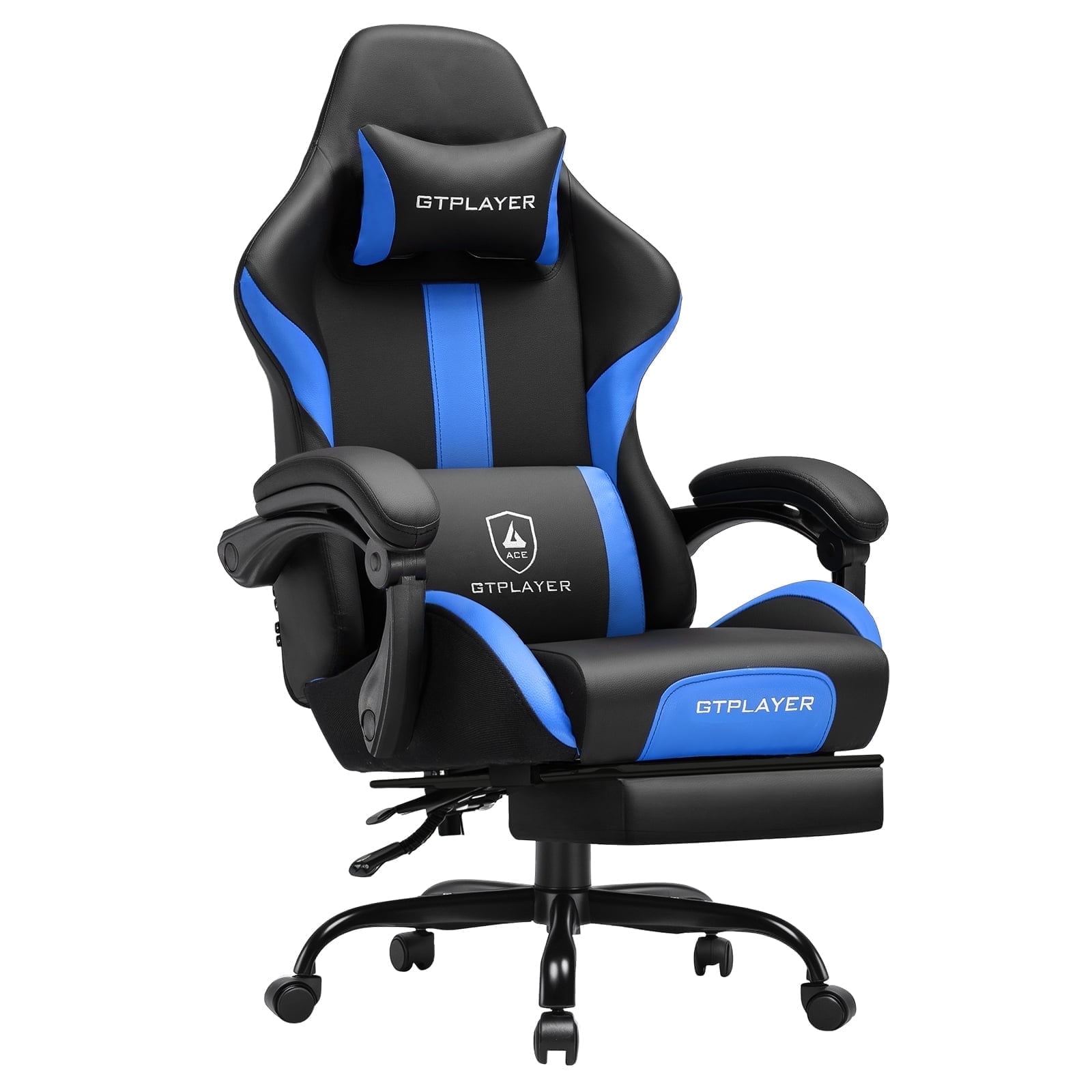 GTPLAYER Ergonomic Gaming Chair with Footrest and Lumber Support for Adults, Blue