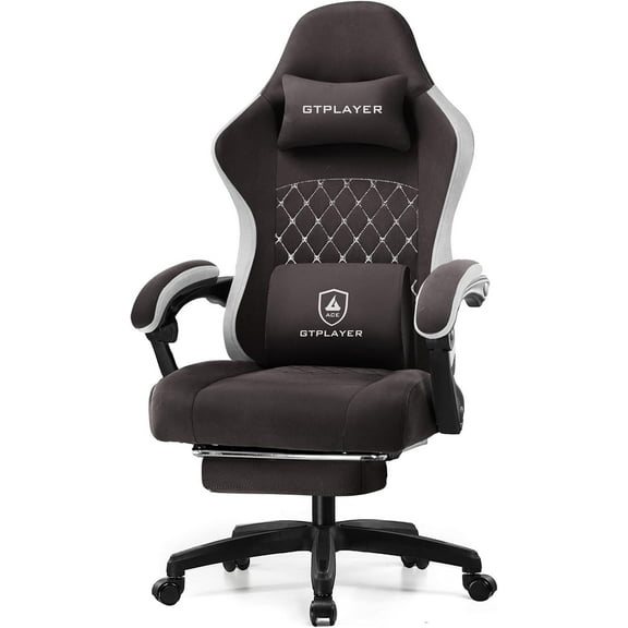 GTPLAYER Ergonomic High Back Pocket Spring Cushion Gaming Chair with Footrest & Linkage Armrests, Brown