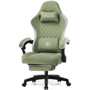 GTPLAYER Ergonomic High Back Pocket Spring Cushion Gaming Chair with Footrest & Linkage Armrests, Green