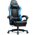 thumbnail image 1 of EXRACING Gaming Chair Ergonomic Computer Chair with Footrest and Lumbar Support, Height Adjustable High Back Leather Office Chair, 360° Swivel with Linked Armrest, for Adult and Teen (Blue), 1 of 7