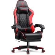 EXRACING Gaming Chair Ergonomic Computer Chair with Footrest and Lumbar Support, Height Adjustable High Back Leather Office Chair, 360  Swivel with Linked Armrest, for Adult and Teen Red