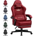 thumbnail image 1 of GTPLAYER Big & Tall Fabric Swivel Gaming Office Chair with Pocket Spring Cushion and Footrest, Red, 1 of 8
