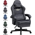 thumbnail image 1 of GTPLAYER Big & Tall Fabric Swivel Gaming Office Chair with Pocket Spring Cushion and Footrest, Gray, 1 of 9