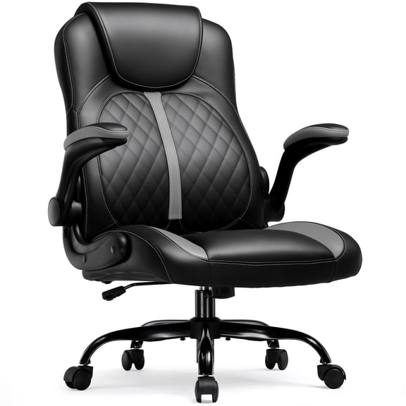 GTPLAYER Adjustable Height Video Gaming Computer Chair with Rocking Function and Flip-up Armrest, Gray