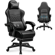 GTPLAYER High Back Faux Leather Adjustable Height Gaming Computer, Black