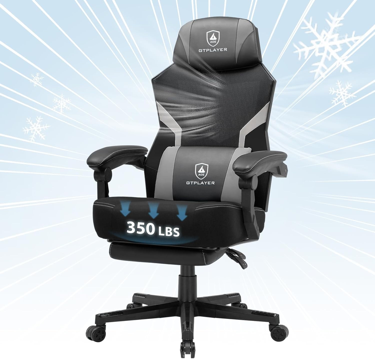 GTPLAYER Gaming Chair, Mesh Office Chairs with Footrest for Adults, Big ...