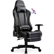 GTPLAYER Gaming Chair with Bluetooth Speakers Music Office Chair with Footrest PU Leather Recliner, Gray