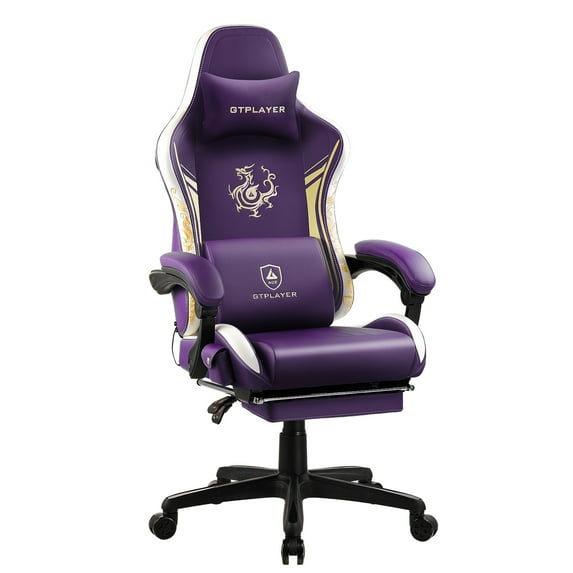 GTPLAYER Gaming Chair with Bluetooth Speakers and Footrest Office Desk Chair, Purple