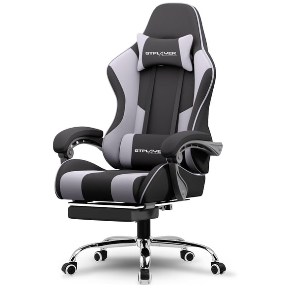 GTPLAYER Gaming Chair with Footrest,Fabric Computer Chair for Office or Gaming, Purple