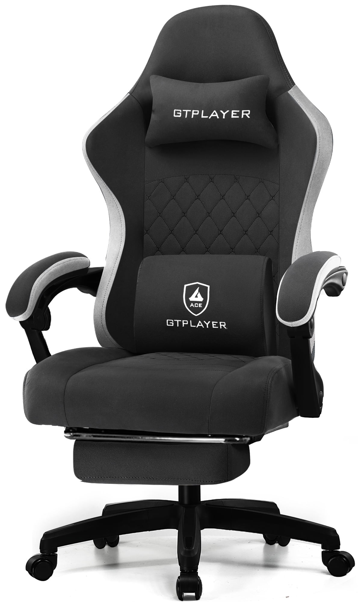 GTPLAYER Gaming Chair w/Footrest, Lumbar Support, Height Adjust, 360°  Swivel