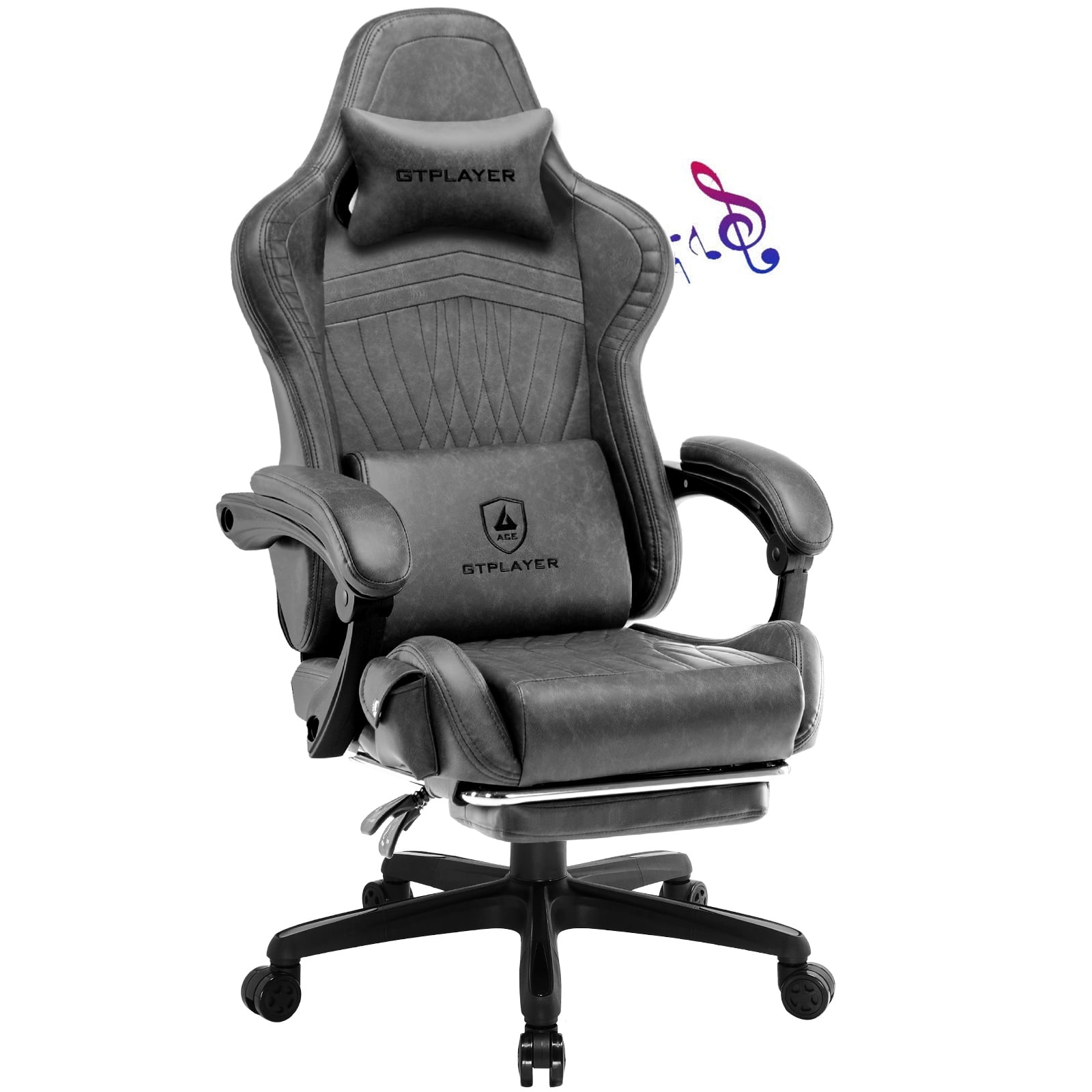 Gtplayer Pro Gaming Chair with Footrest, Dual Bluetooth 5.1 Speakers