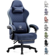 GTPLAYER Ergonomic High Back Pocket Spring Cushion Gaming Chair with Footrest & Linkage Armrests, Blue