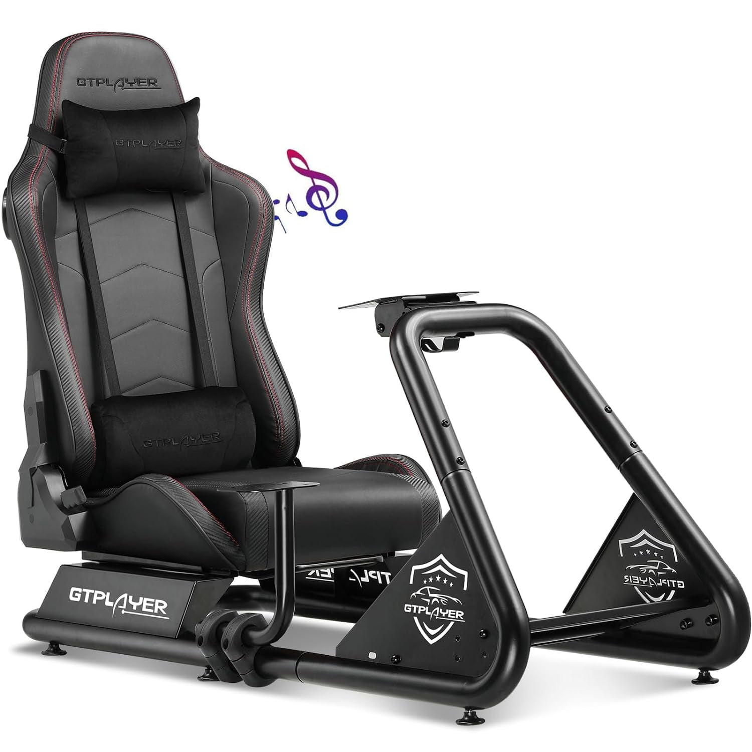 GTPLAYER Racing Simulator Cockpit with Seat and Bluetooth Speakers, Racing Style Reclining Seat