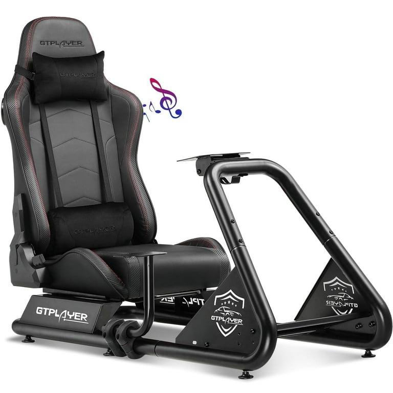 GTPLAYER Racing Simulator Cockpit with Seat and Bluetooth Speakers Racing Style Reclining Seat and Ultra Sturdy Alloy Steel Frame Black Walmart