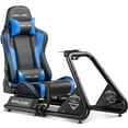 thumbnail image 1 of GTPLAYER Racing Simulator Cockpit Gaming Chair with Bluetooth Speakers, Blue/Black, 1 of 8