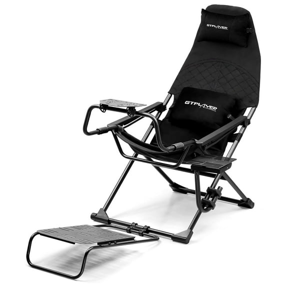 GTPLAYER Sim Racing Cockpit Foldable & Adjustable for High Performance Sim Racing Compact & Flexible Supports All Steering Wheels & Pedals for PC and Console Actifit Edition, Black