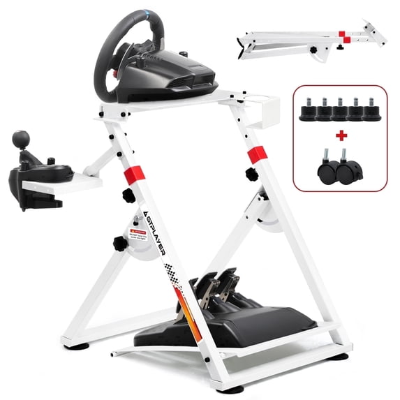 GTPLAYER Simulator Racing Wheel Stand for Logitech & Thrustmaster, Pedals NOT Included ,White