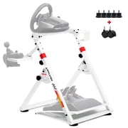 GTPLAYER Simulator Racing Wheel Stand for Logitech & Thrustmaster, Pedals NOT Included ,White(No cup holde)