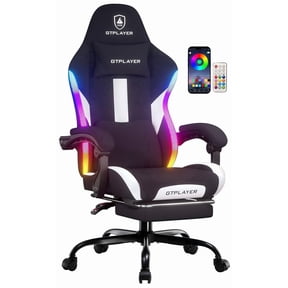 GTPLAYER RGB Gaming chair with footrest and Lumbar Support , Ergonomic LED Light Office Chair for Adults