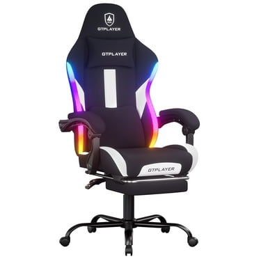 GRACING RGB Gaming chair with footrest and Lumbar Support , Ergonomic LED Light Office Chair for Adults