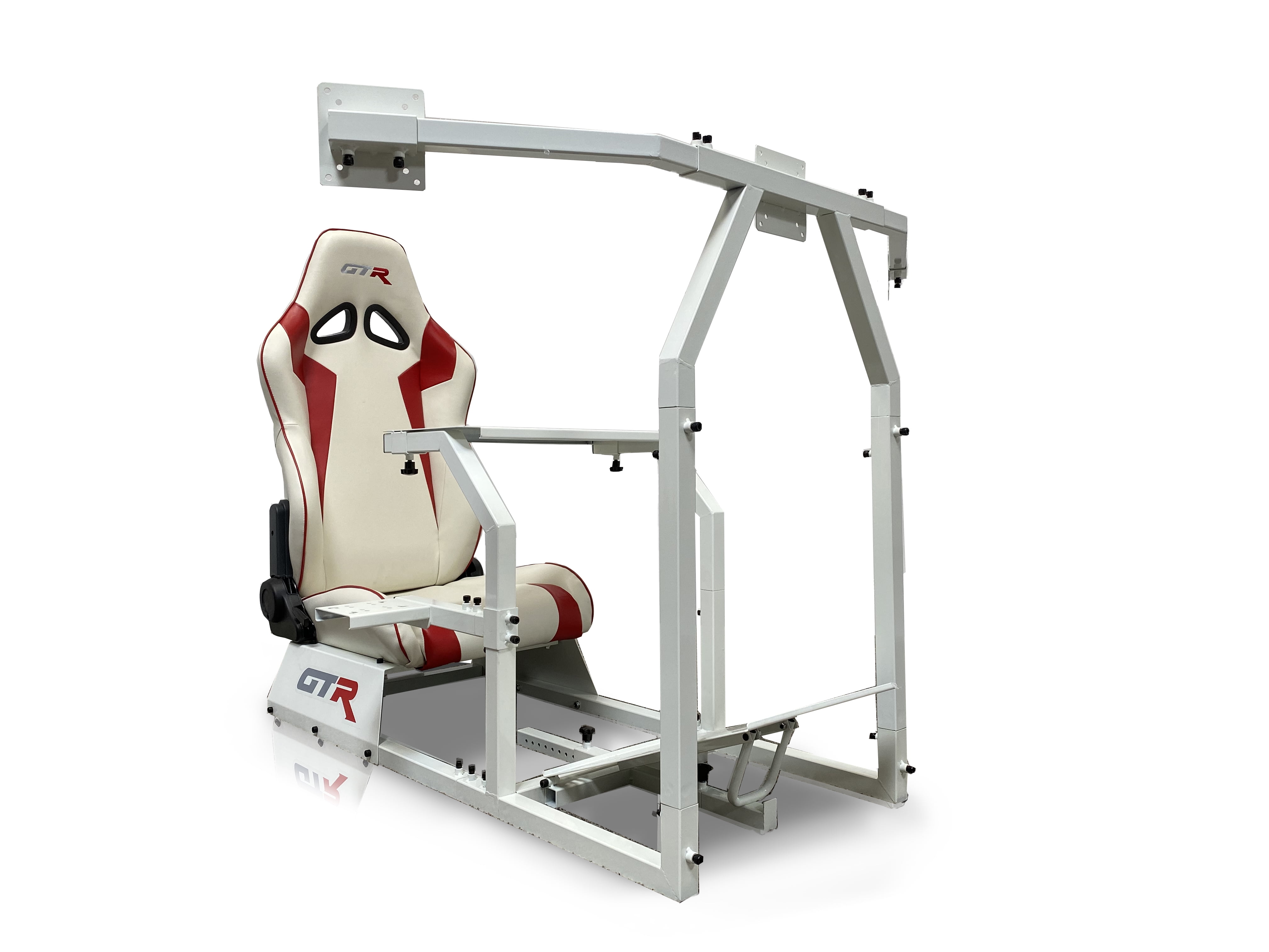 GTR Racing Simulator GTA-F, White/Red, Adjustable Seat, Single Monitor ...
