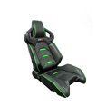 thumbnail image 1 of GTR Black/Green Pista Premium Adjustable Leatherette Racing Seat, 1 of 1