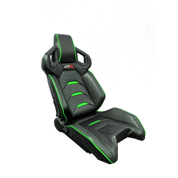GTR Black/Green Pista Premium Adjustable Leatherette Racing Seat