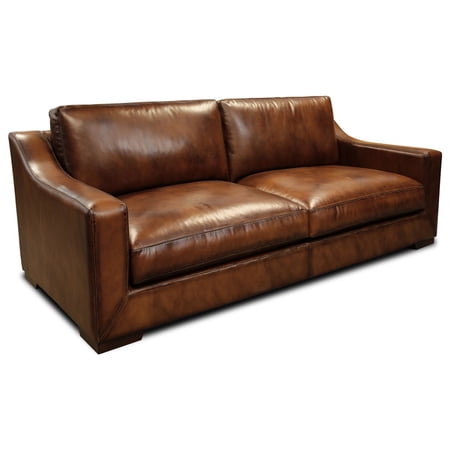 GTR Leather Ramba 100% Top Grain Contemporary Loveseat Sofa with Deep Seat